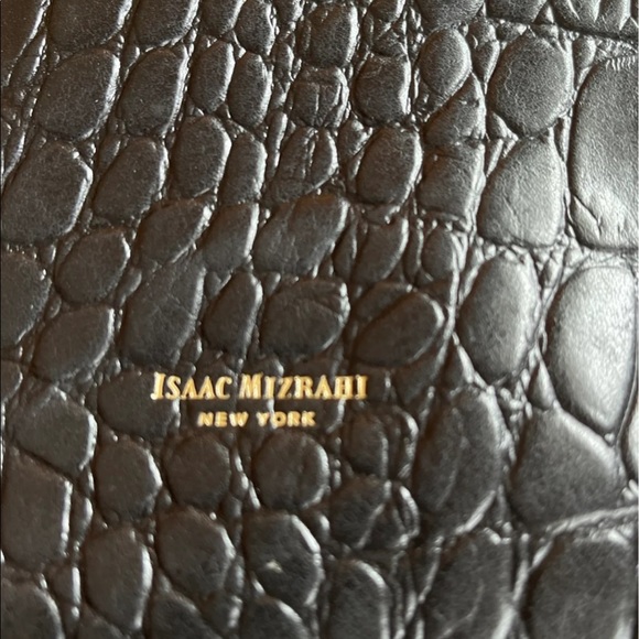 Issac Misrahi leather clutch with zipper embellishment - Picture 3 of 8